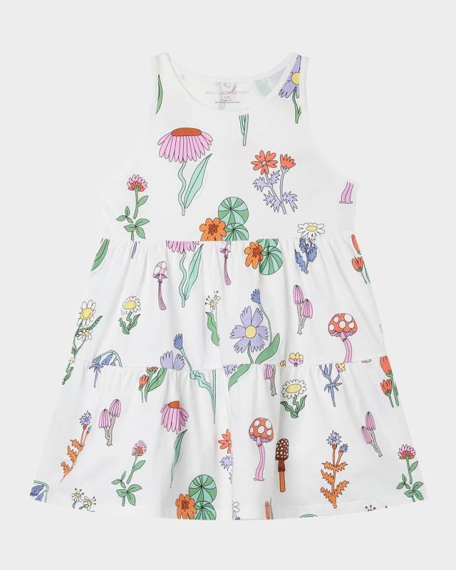 Girl's Tiered Fairy Floral-Print Dress, Size 4-